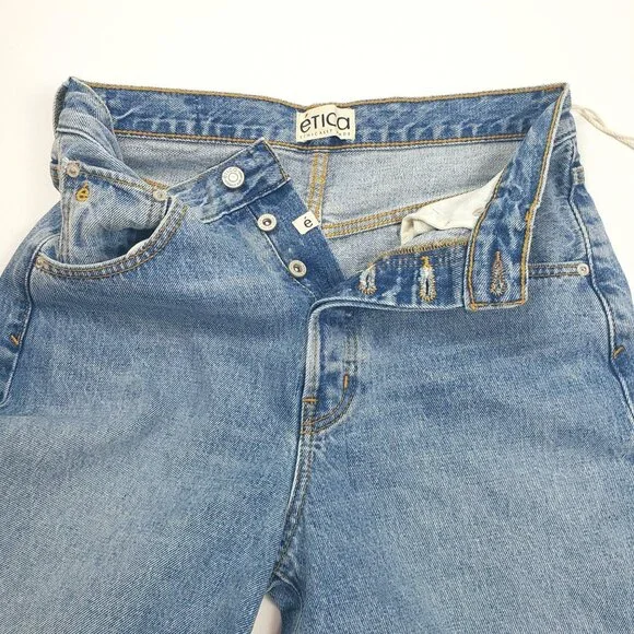 Etica Denim Cassel Ultra High Barrel Jeans Women Size 26 Atwood Wash 100% Cotton - Picture 13 of 16